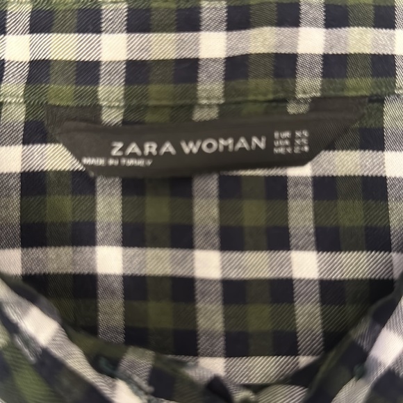 NWOT ZARA Green Plaid Midi Shirt Dress - Picture 3 of 5
